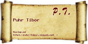 Puhr Tibor névjegykártya